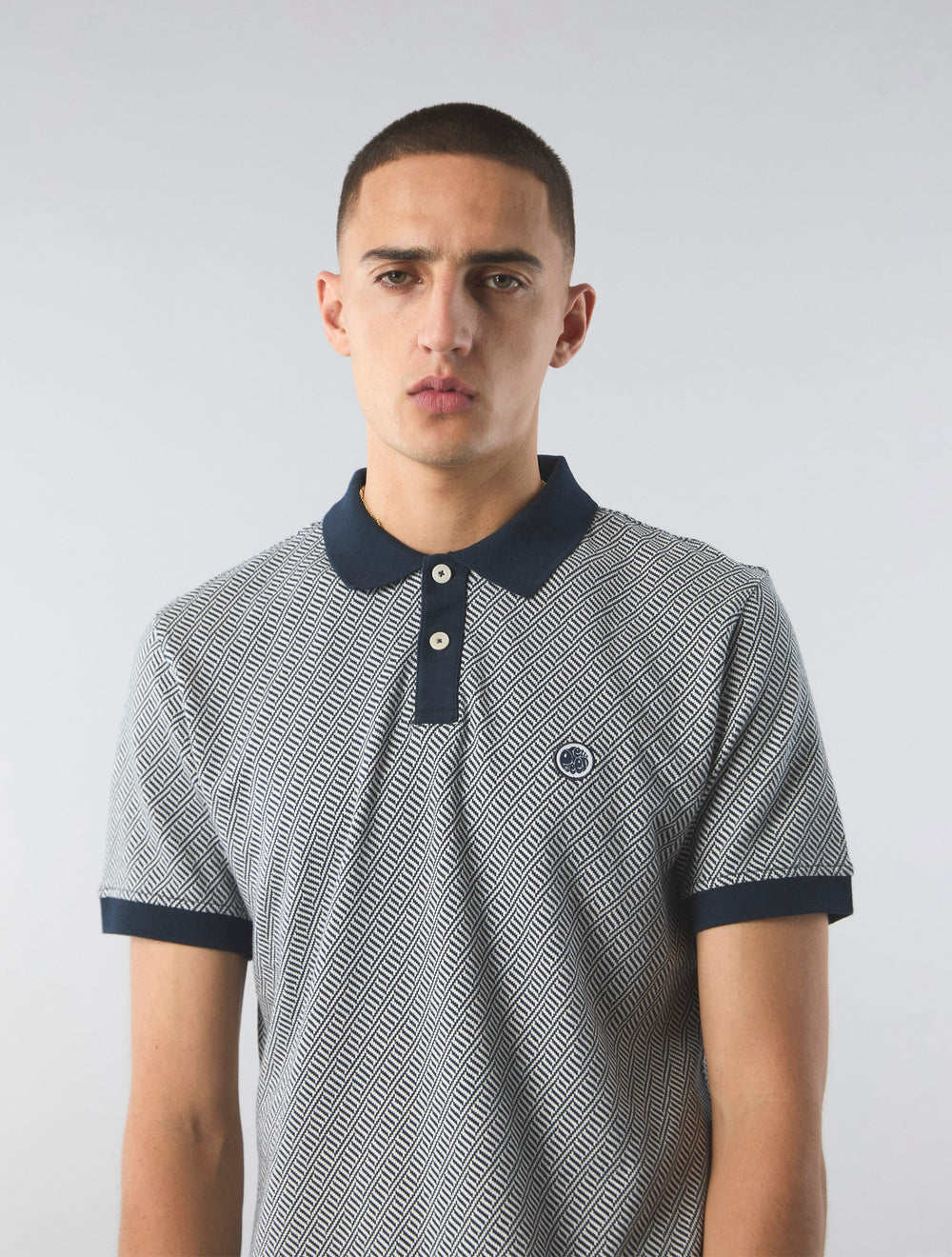 Navy Travis Jacquard Polo