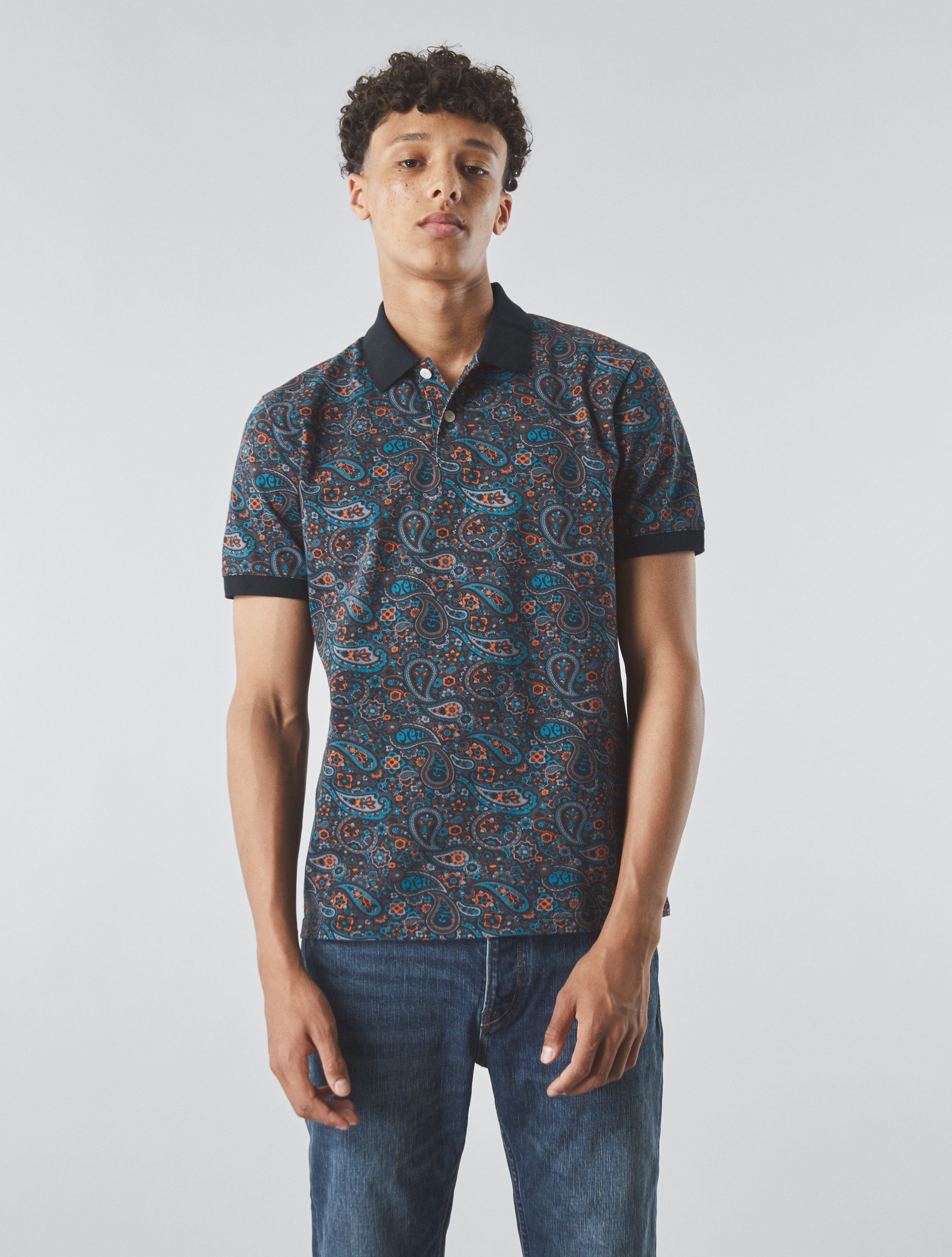Dark Grey Wonderwall Paisley Polo – Pretty Green Store