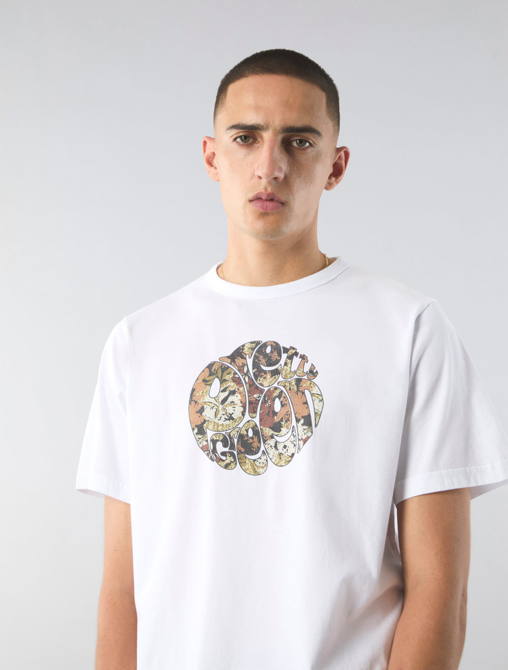 White Prestleigh Floral Logo Tshirt