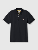 Black Prestleigh Floral Placket Polo