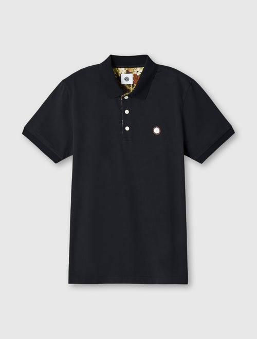 Black Prestleigh Floral Placket Polo