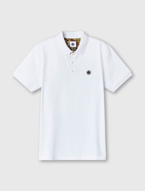 White Prestleigh Floral Placket Polo