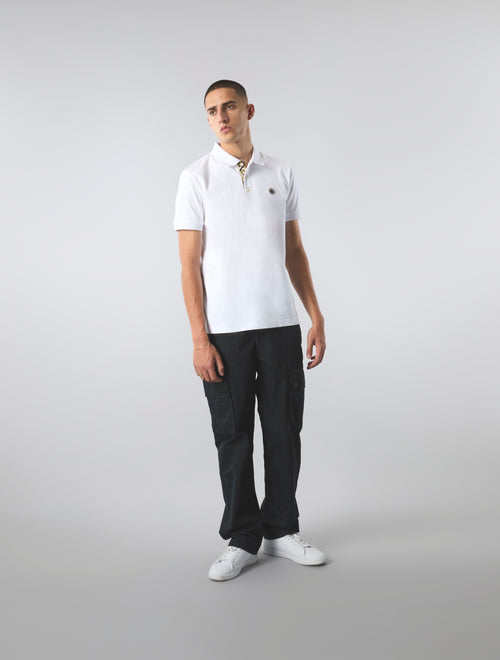 White Prestleigh Floral Placket Polo