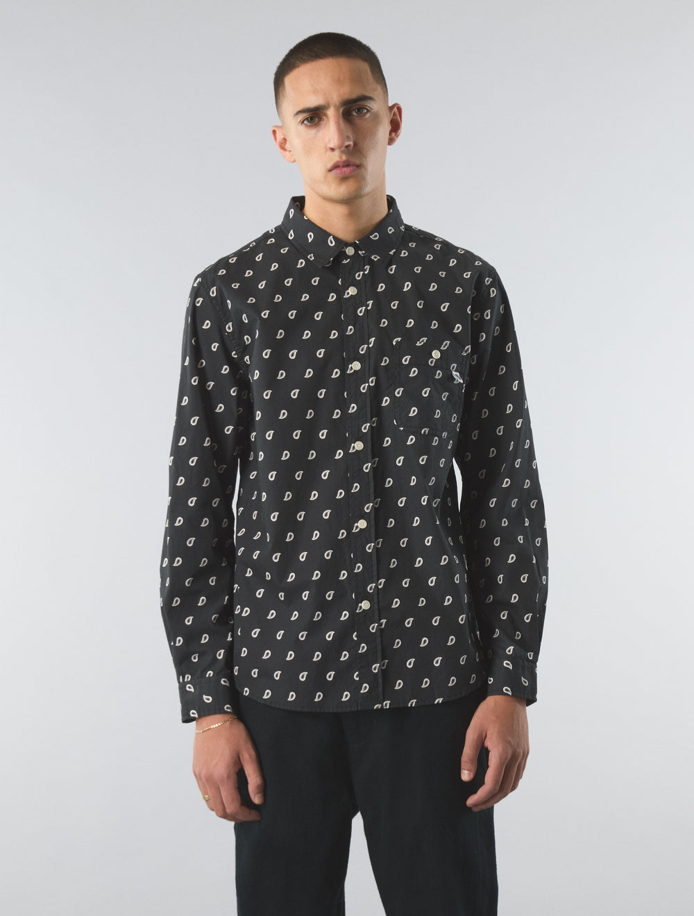 Black Maddox Paisley Motif Shirt