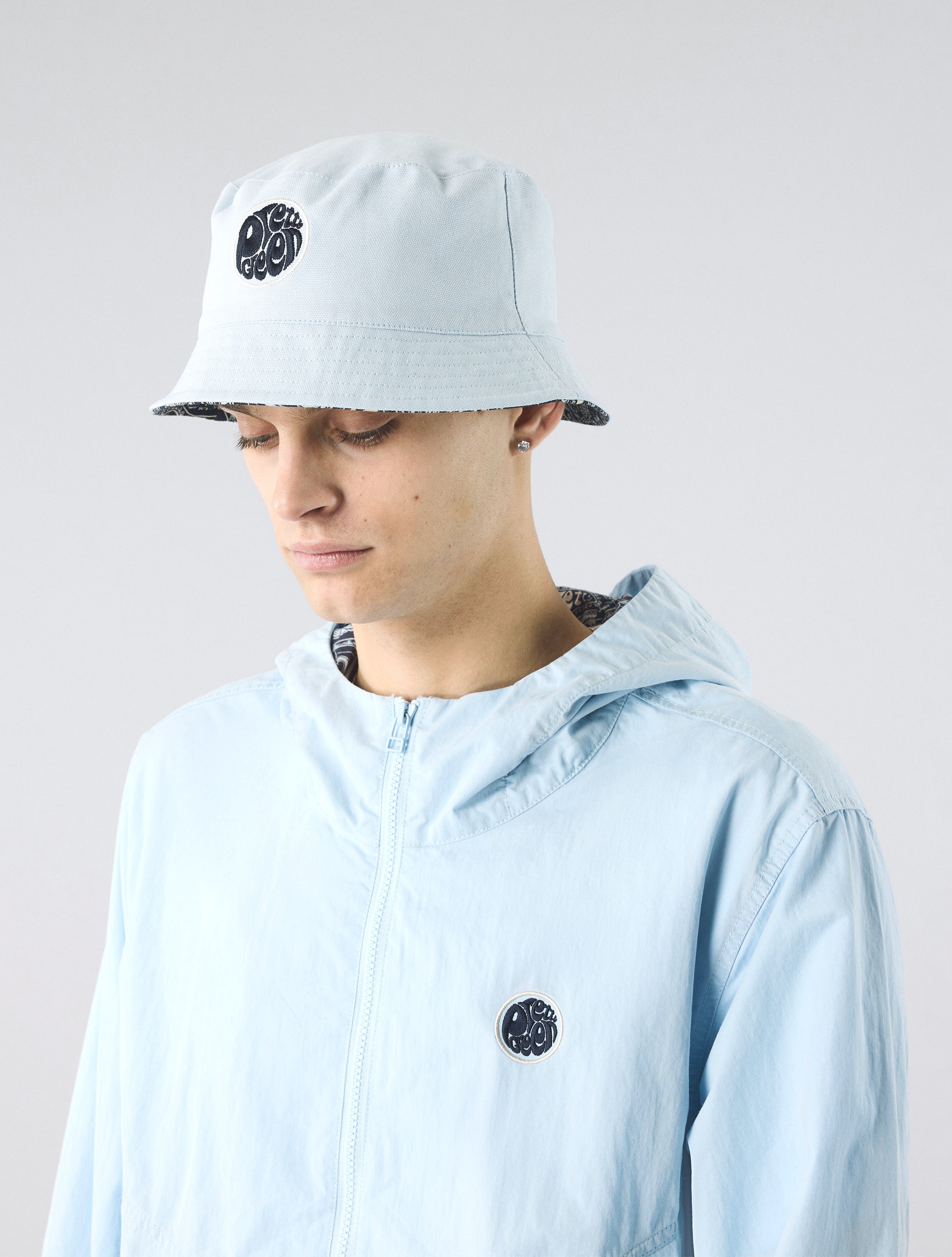 Light Blue Reversible Paisley Bucket Hat – Pretty Green Store