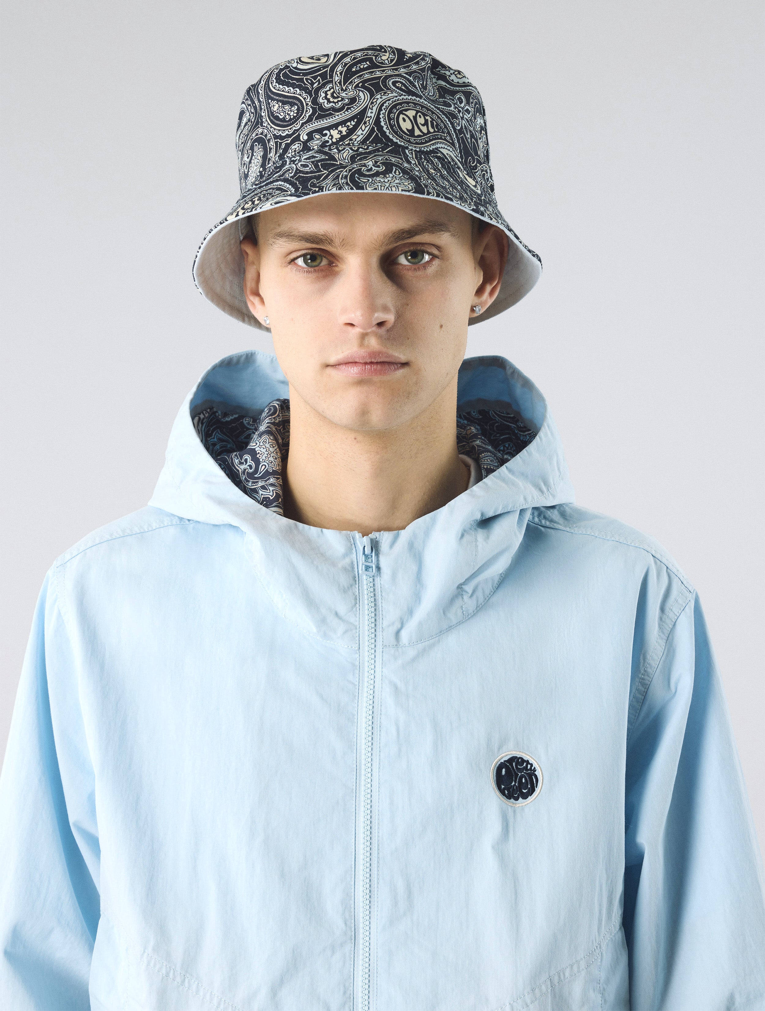 Light Blue Reversible Paisley Bucket Hat – Pretty Green Store
