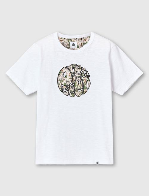 White Aquarelle Paisley Applique Logo T-Shirt