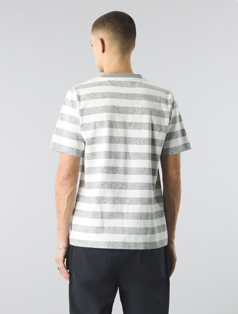 Grey Eclipse Paisley Stripe T-Shirt