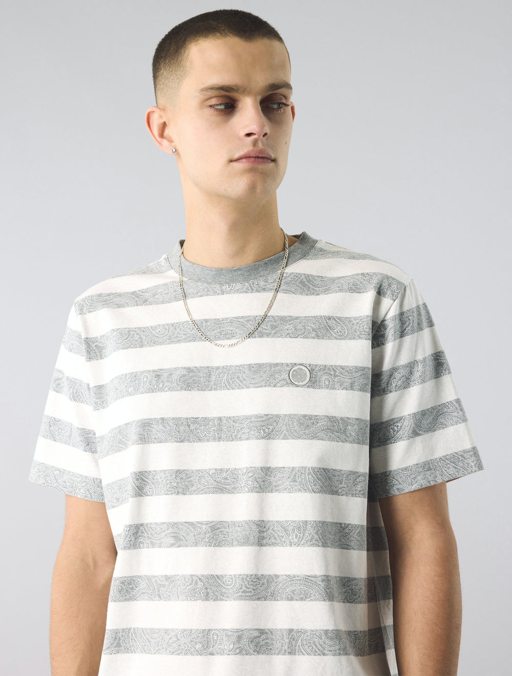 Grey Eclipse Paisley Stripe T-Shirt