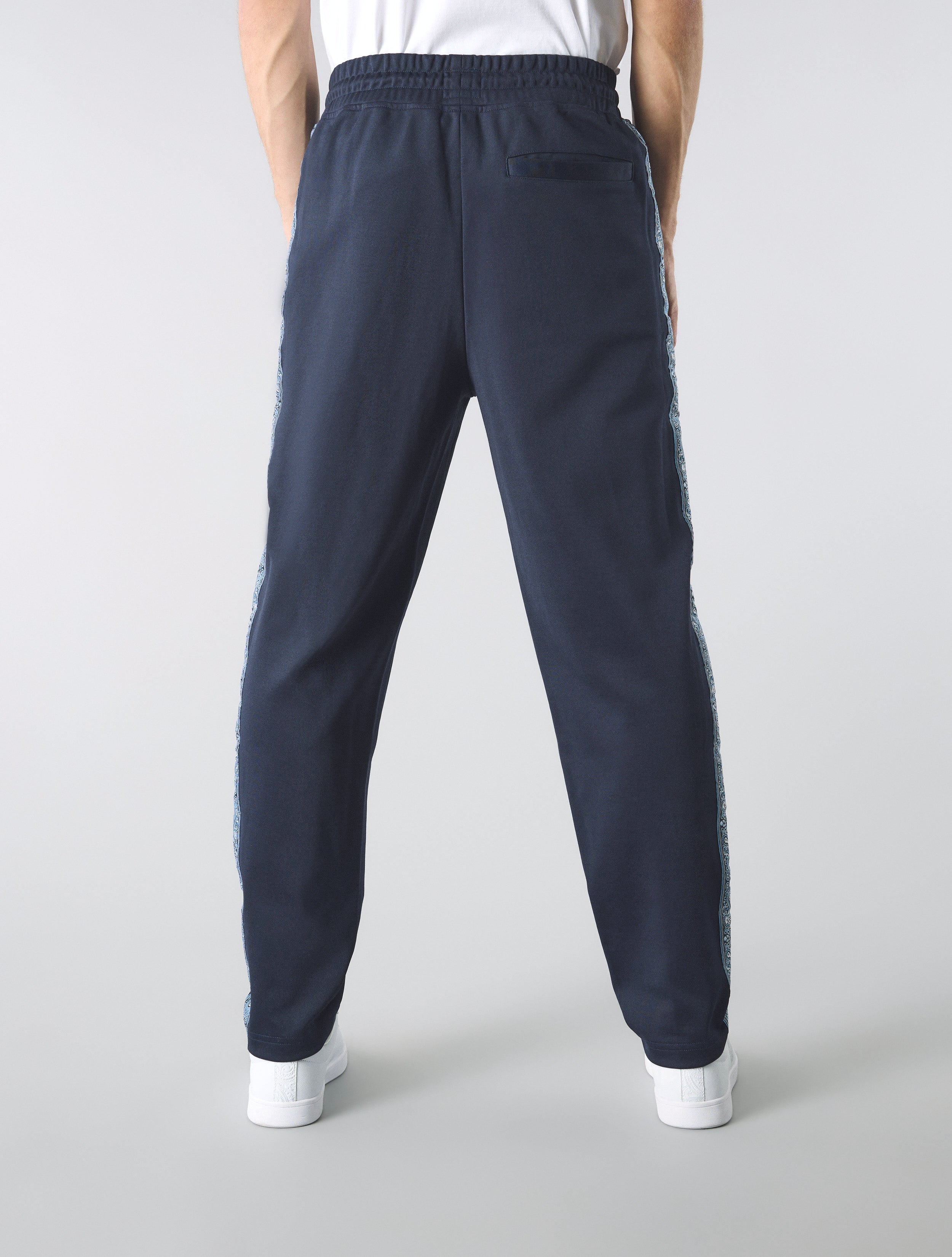 Navy Eclipse Paisley Tape Track Pants – Pretty Green Store Navy Eclipse Paisley Tape Track Pants – Pretty Green Store