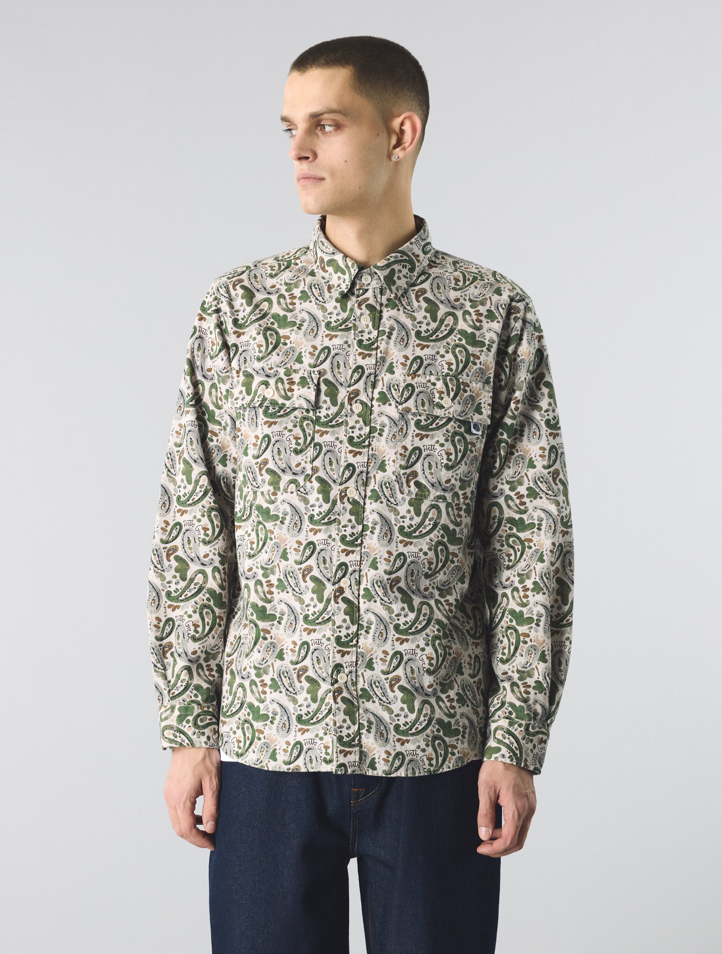 Stone Aquarelle Paisley Shirt – Pretty Green Store