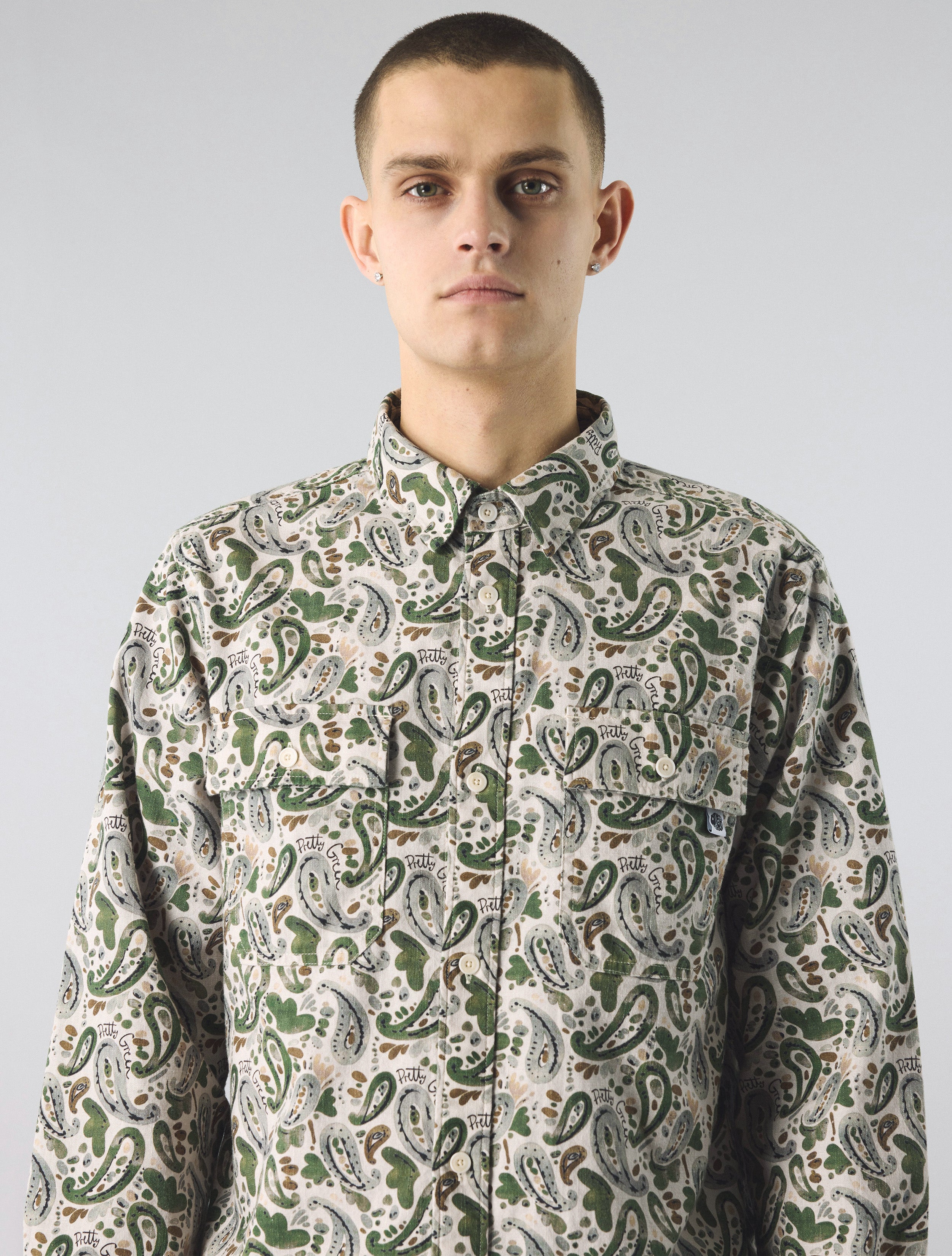 アート　PRETTY GREEN Prints 「Pocket Full」 Stone Aquarelle Paisley Shirt – Pretty Green Store