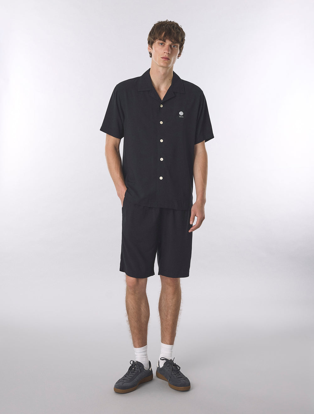 Black Islington Cuban Collar Short Sleeve Shirt