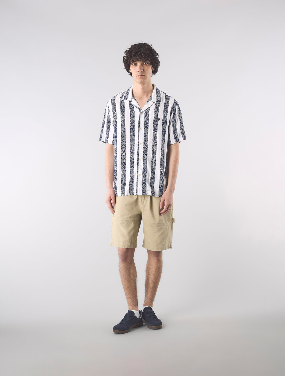 Navy Marshall Stripe Paisley Shirt