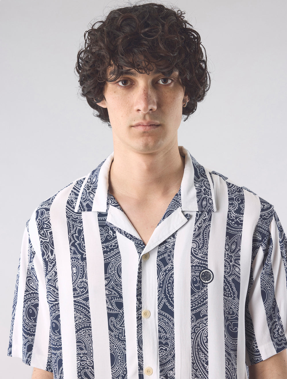Navy Marshall Stripe Paisley Shirt