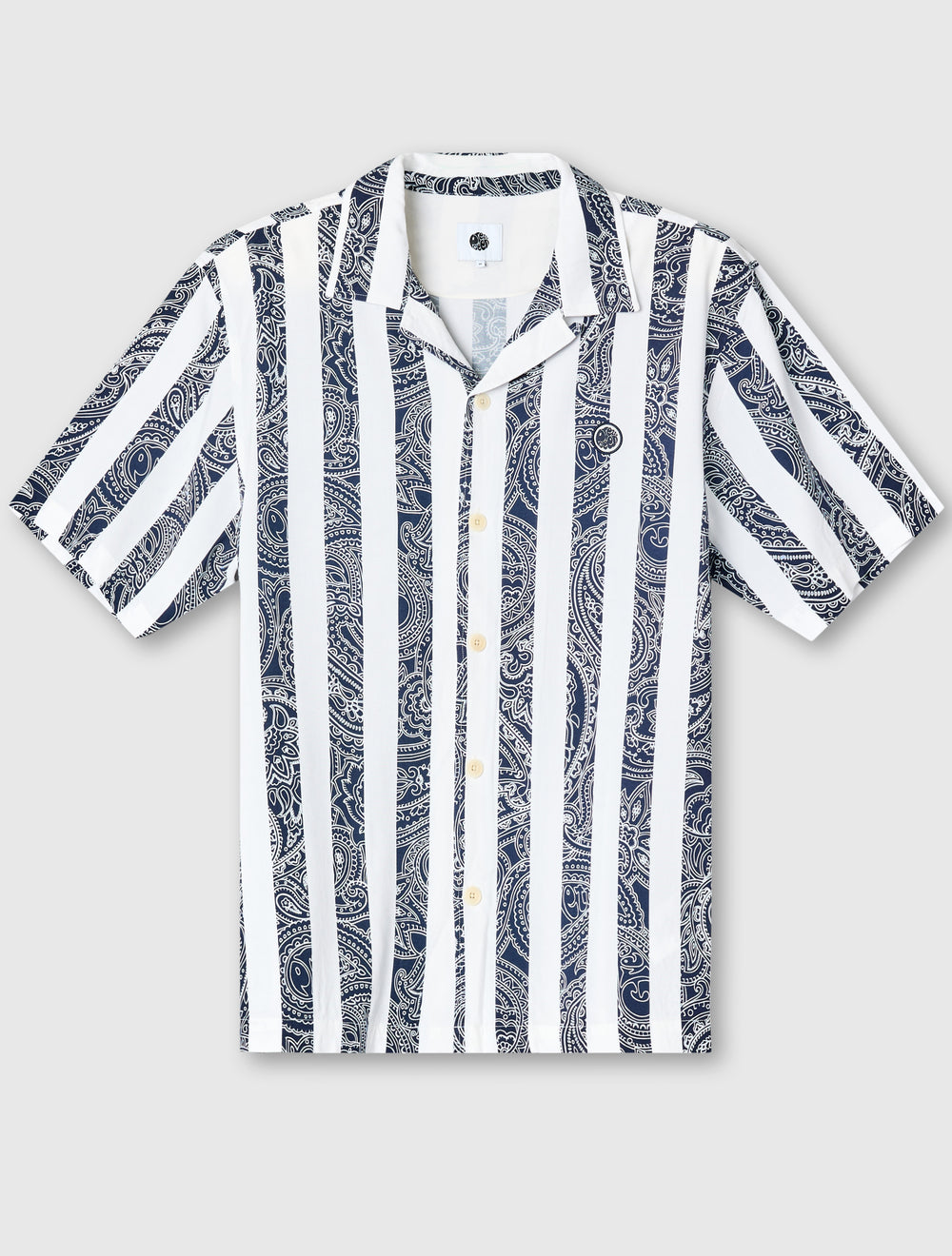 Navy Marshall Stripe Paisley Shirt