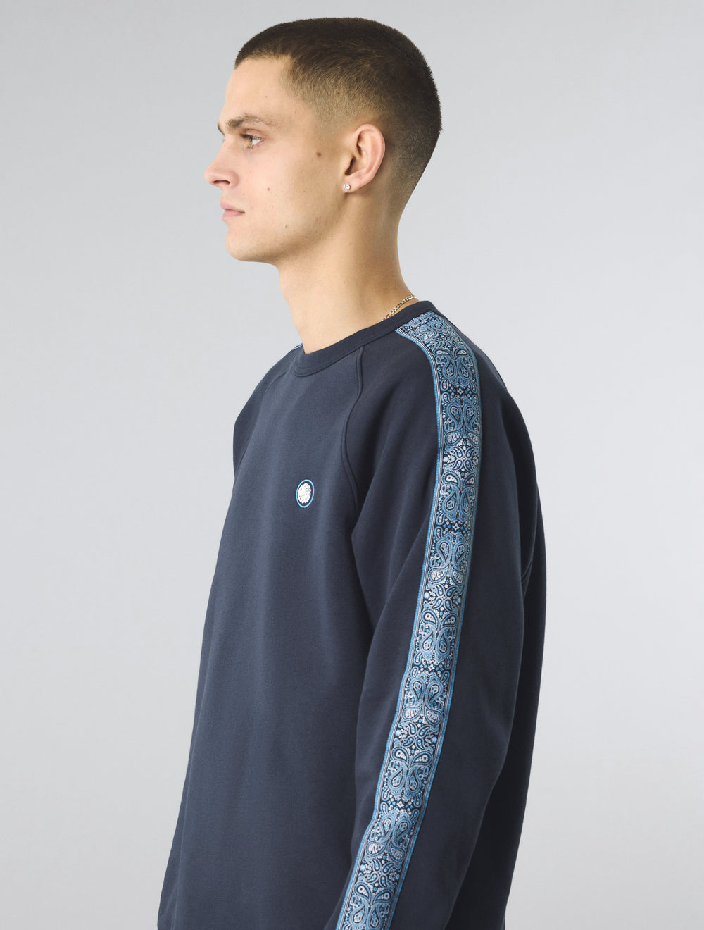 Navy Eclipse Paisey Tape Crew Sweat