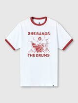 White She Bangs The Drums Graphic T-Shirt
