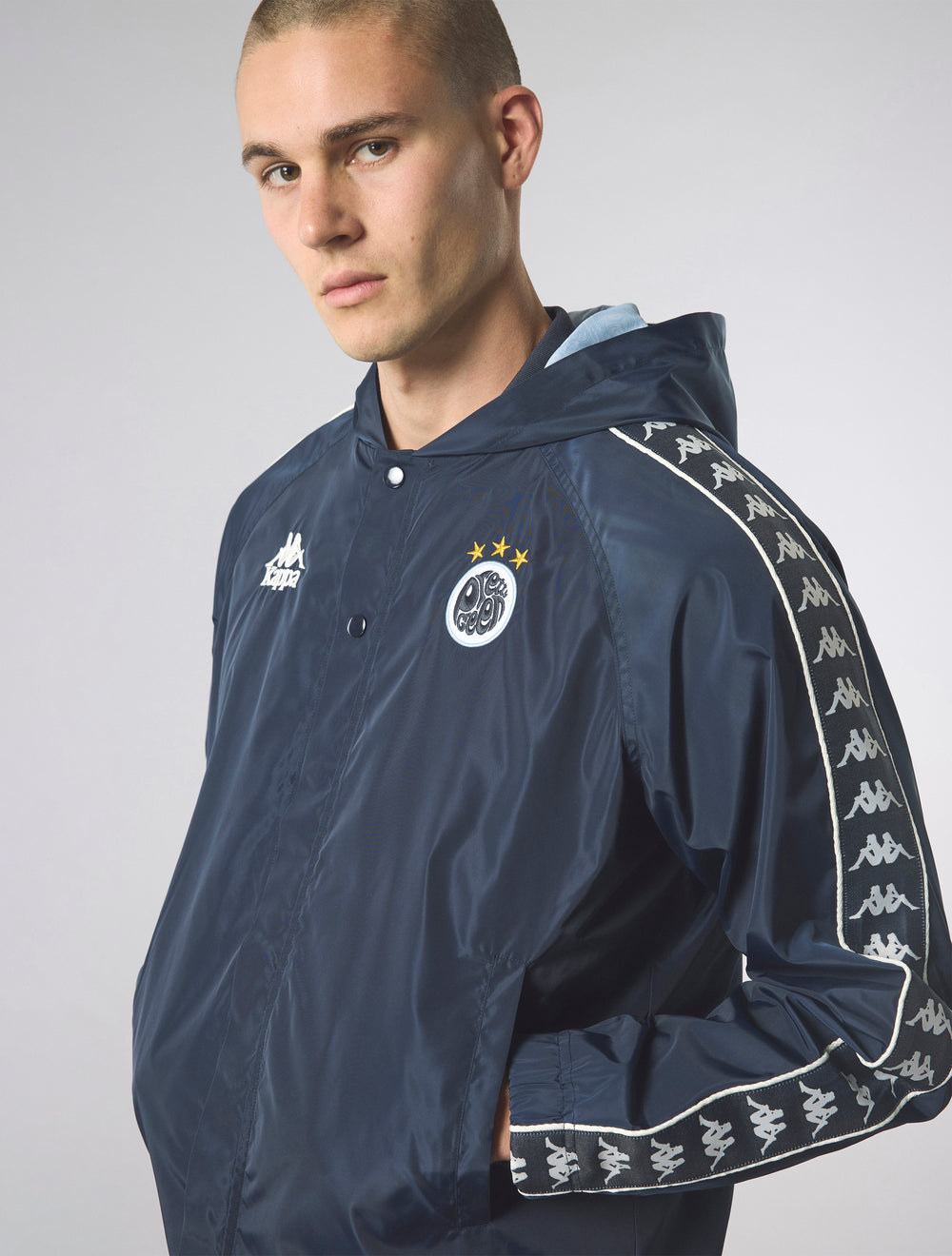Navy Pretty Green x Kappa Maine Road Hooded Jacket