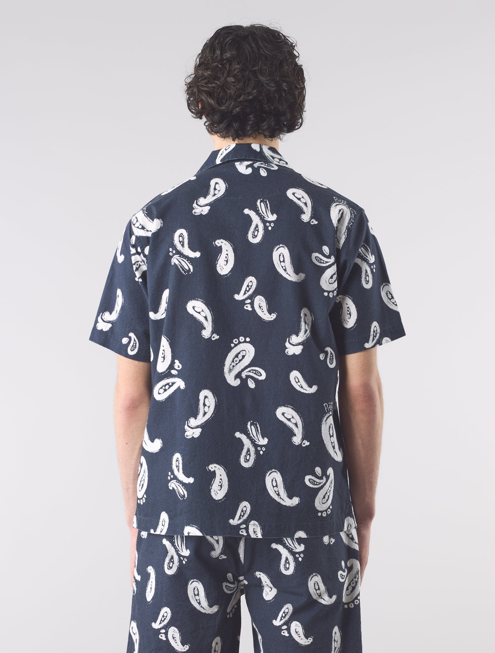 Navy Widnes Paisley Cuban Collar Shirt