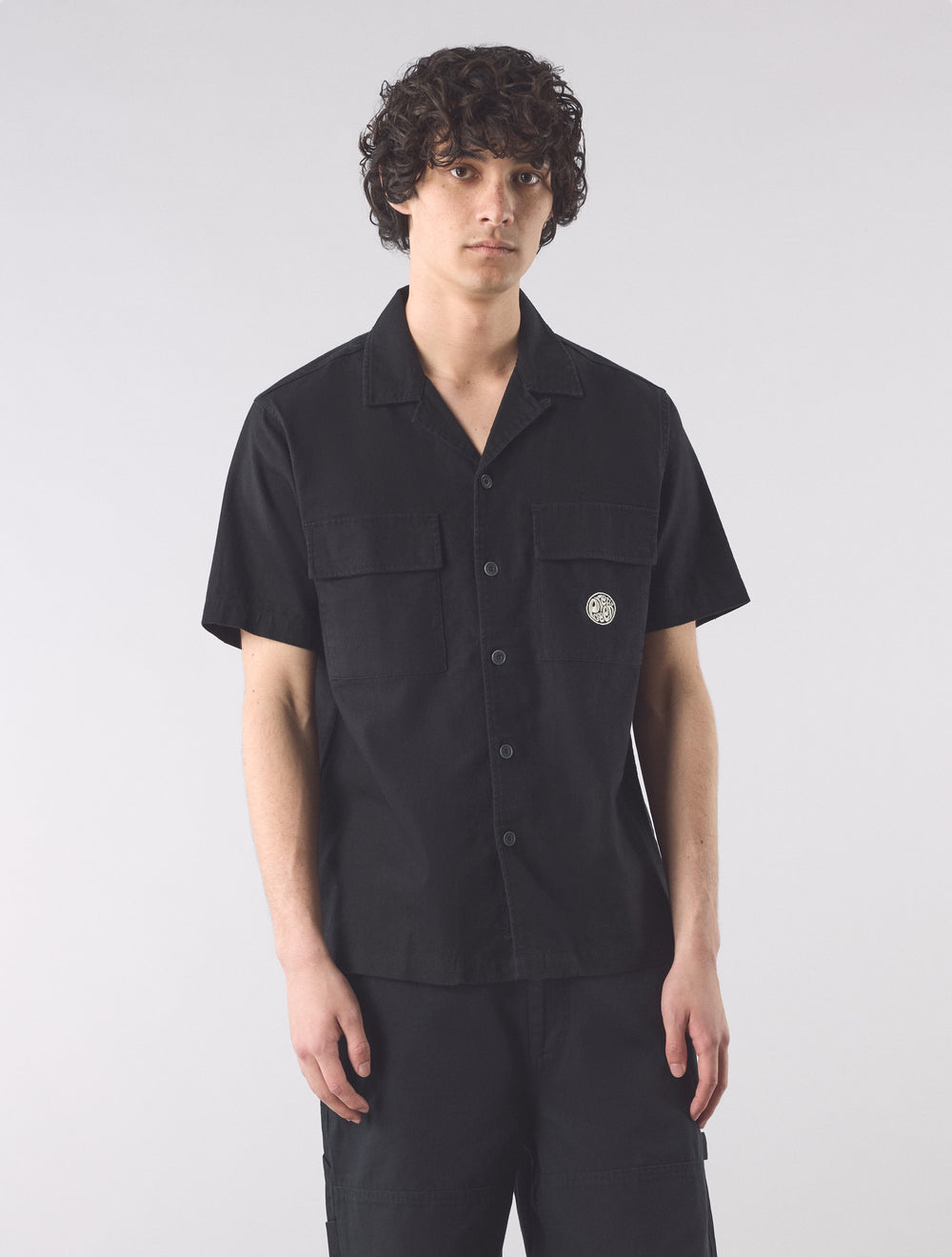 Black Stamford Cuban Collar Shirt