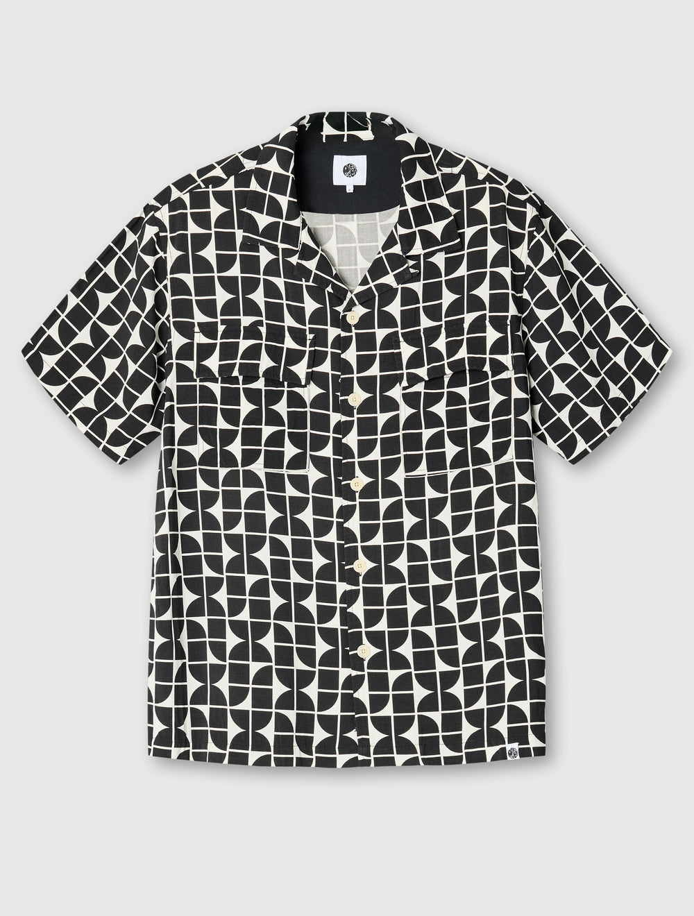 Black Bauhaus Cuban Collar Shirt