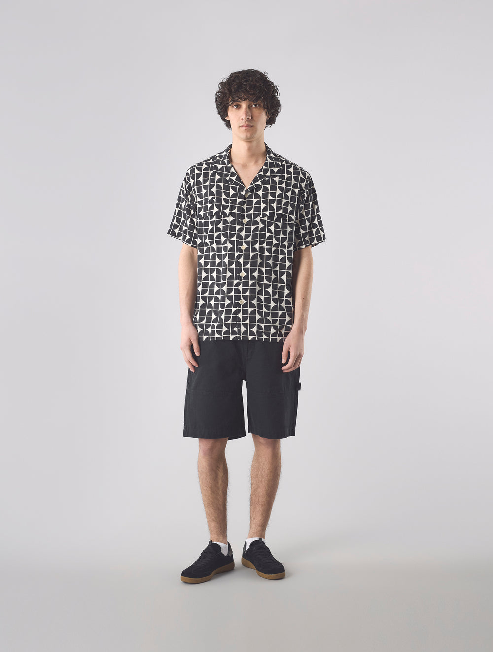 Black Bauhaus Cuban Collar Shirt
