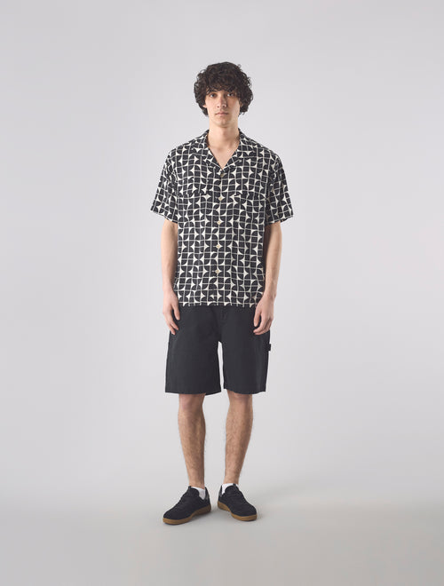 Black Bauhaus Cuban Collar Shirt