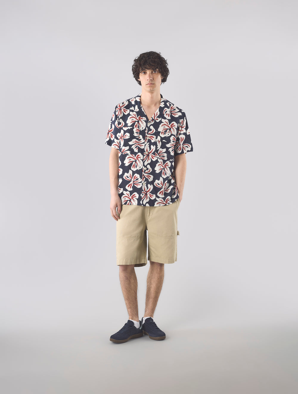 Navy Longford Cuban Collar Short Sleeve Shirt – Pretty Green Store