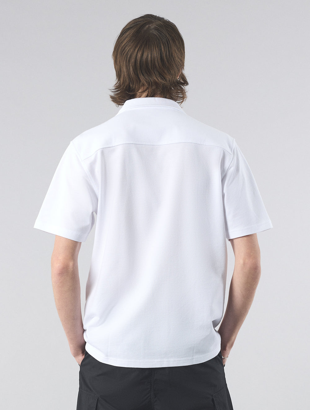 White Pique Short Sleeve Shirt