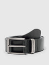 Black Branded Keeper Flat Leather Belt