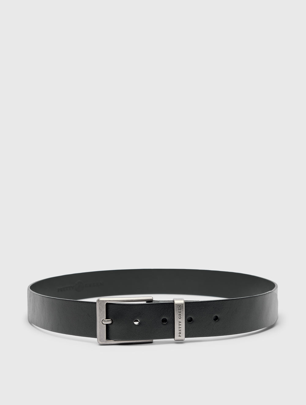 Black Branded Keeper Flat Leather Belt