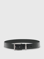 Black Branded Keeper Flat Leather Belt