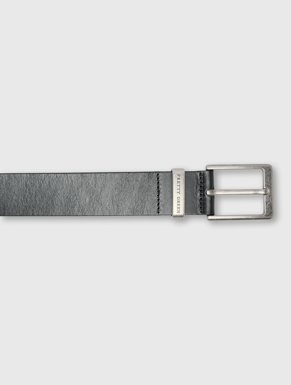 Black Branded Keeper Flat Leather Belt