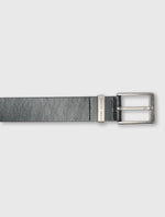 Black Branded Keeper Flat Leather Belt