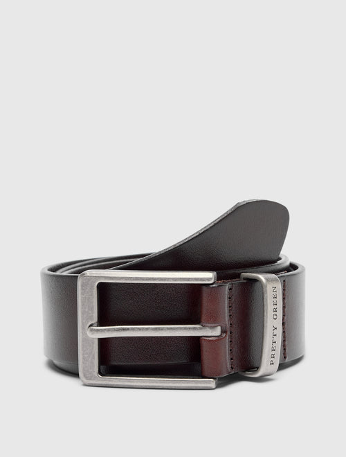 Brown Branded Keeper Flat Leather Belt
