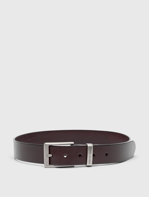 Brown Branded Keeper Flat Leather Belt