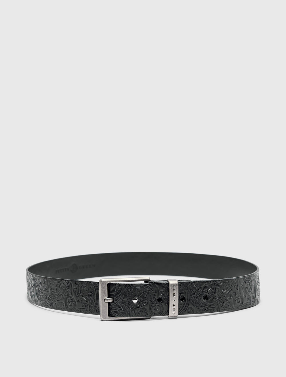 Black Branded Keeper Embossed Leather Belt