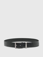 Black Branded Keeper Embossed Leather Belt