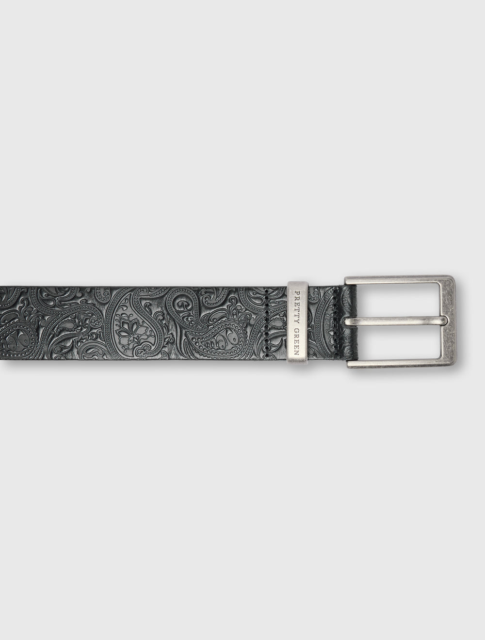 Black Branded Keeper Embossed Leather Belt