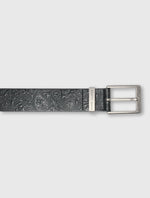 Black Branded Keeper Embossed Leather Belt