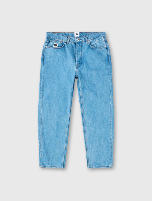 Blue Parthian Laser Etched Paisley Jeans