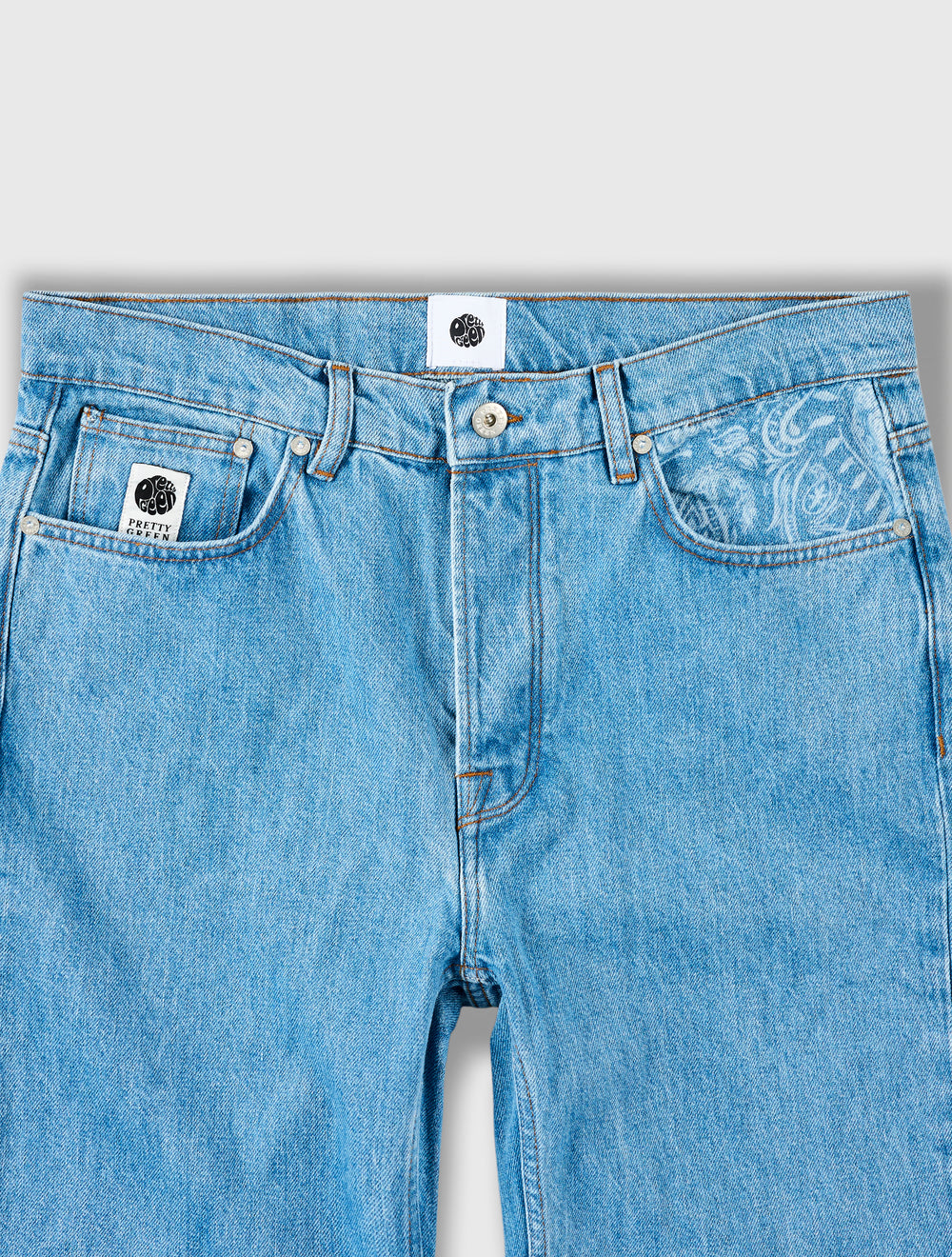 Blue Parthian Laser Etched Paisley Jeans