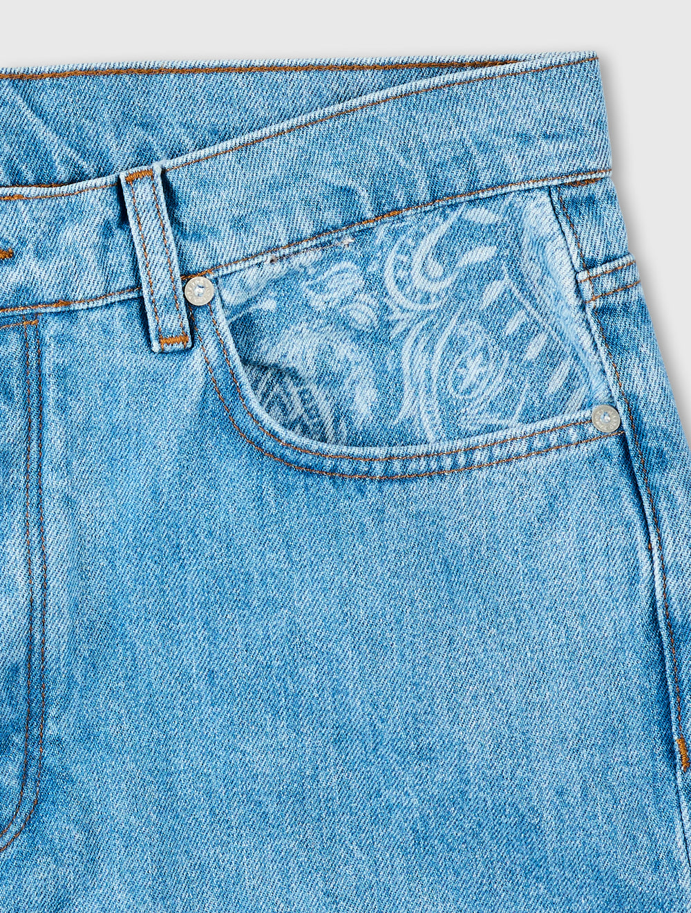 Blue Parthian Laser Etched Paisley Jeans
