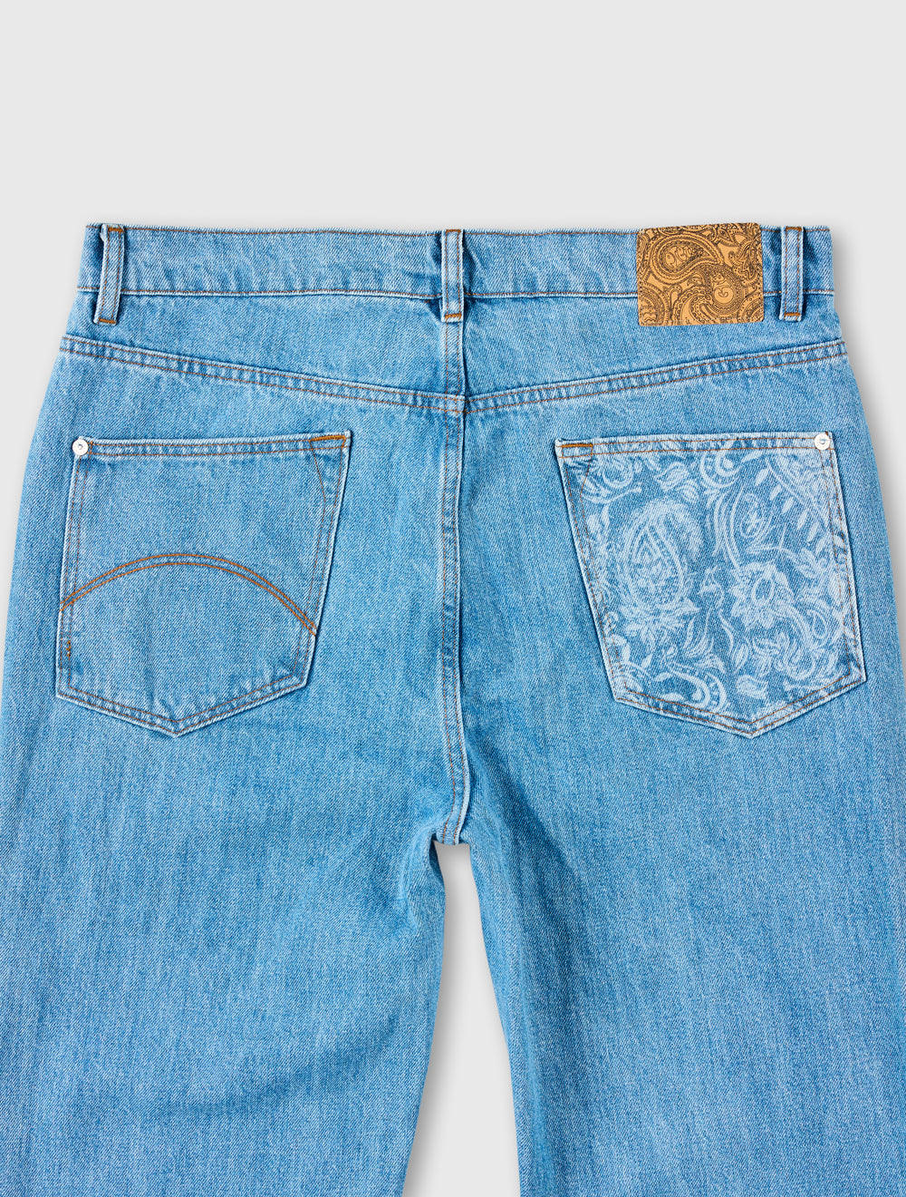 Blue Parthian Laser Etched Paisley Jeans