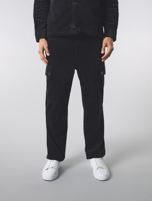 Black Dalmorton Cord Cargo Pants