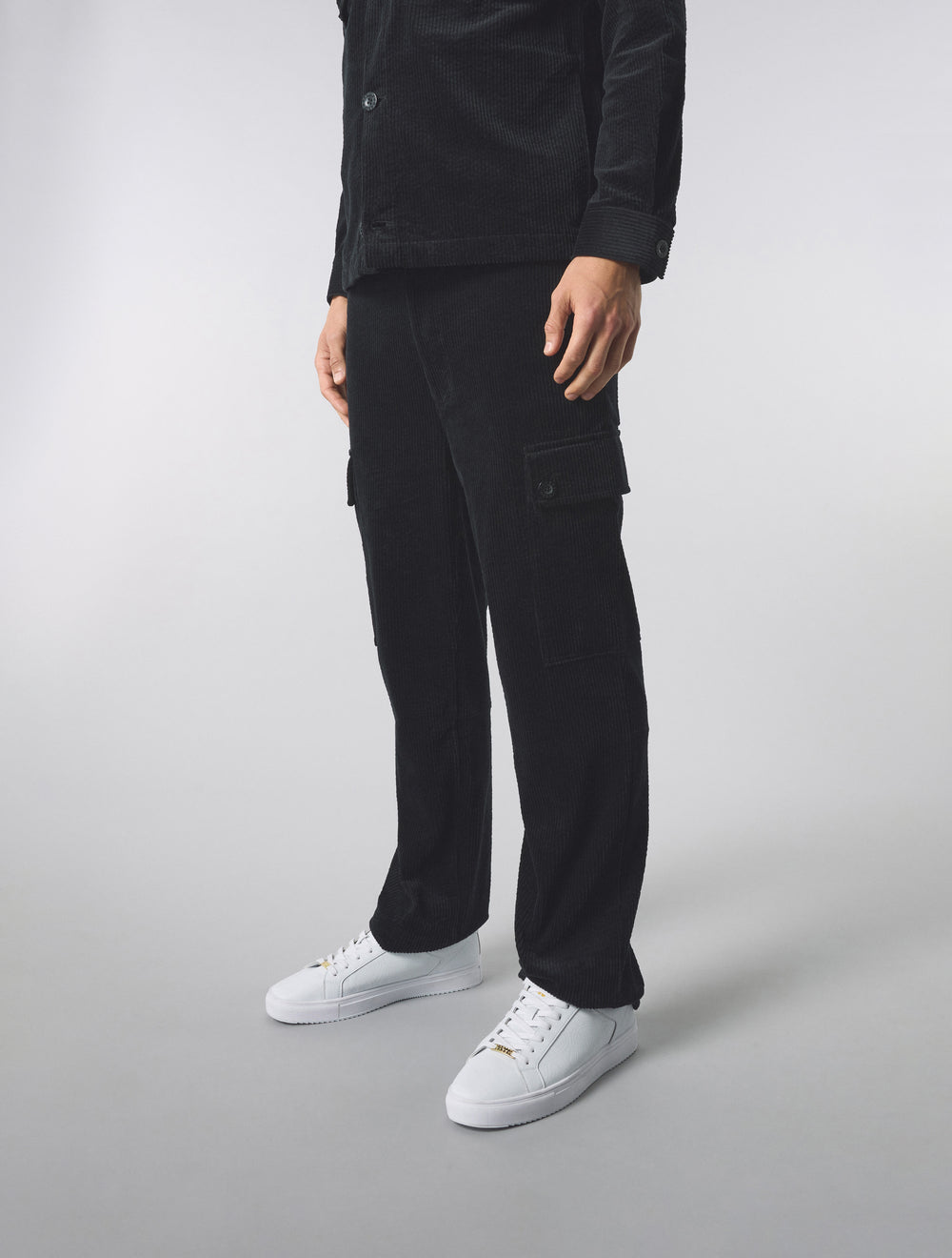 Black Dalmorton Cord Cargo Pants