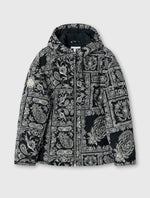 Black Patchwork Paisley Puffer Jacket