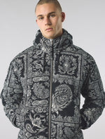Black Patchwork Paisley Puffer Jacket