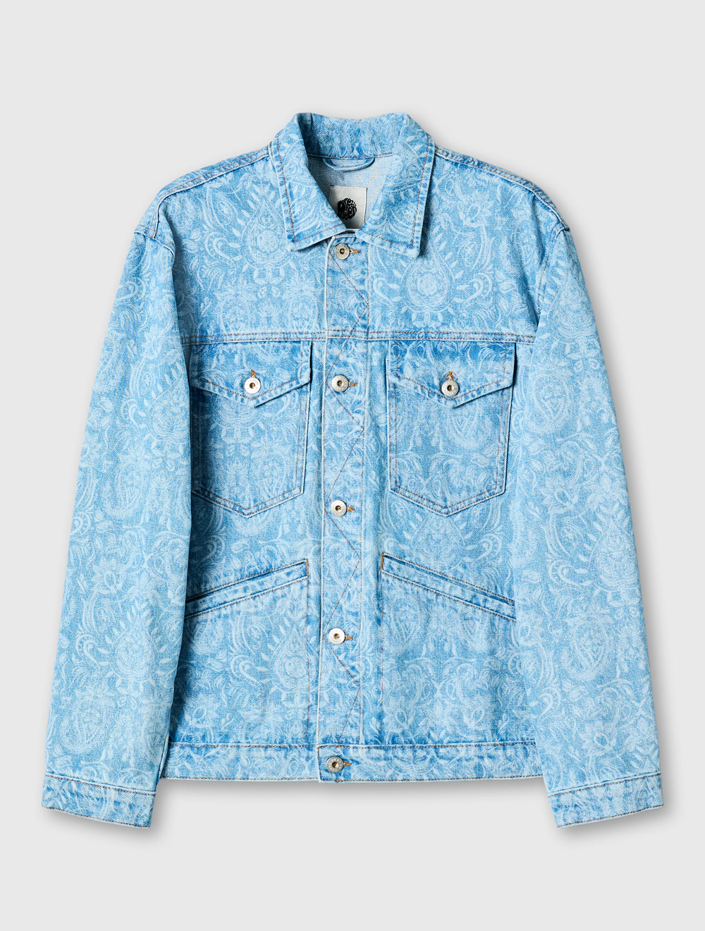 Blue Parthian Laser Paisley Denim Jacket